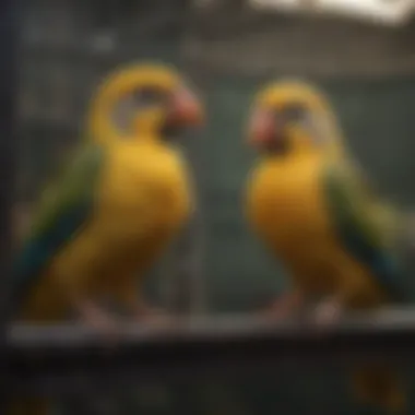 Variety of avian species in A and E cages