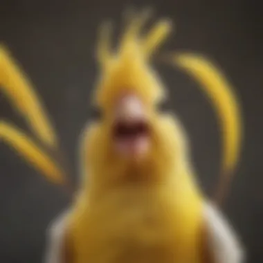 A charming Lutino Cockatiel with bright yellow feathers, displaying its friendly demeanor.