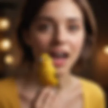 Bird owner engaging playfully with a cheerful canary