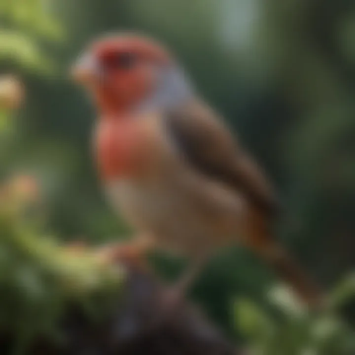 An elegant Finch in a lush garden setting