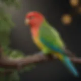 Colorful parakeet perched on a branch