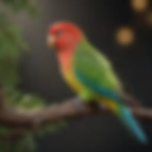 Colorful parakeet perched on a branch