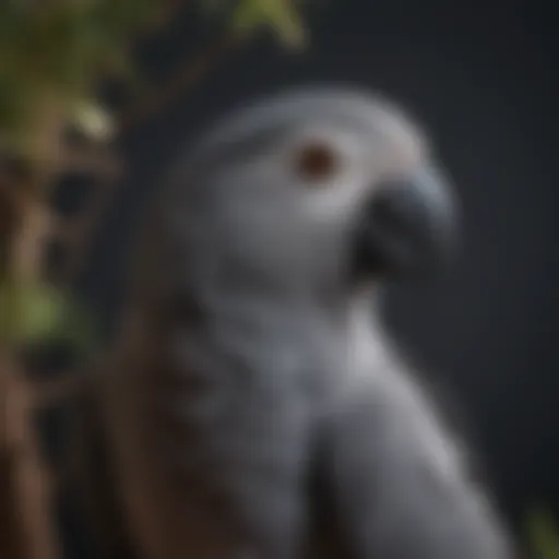 Close-up of an African Grey Parrot perched on a branch