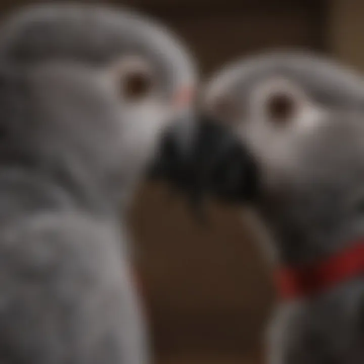 An African Grey Parrot being socialized with its owner