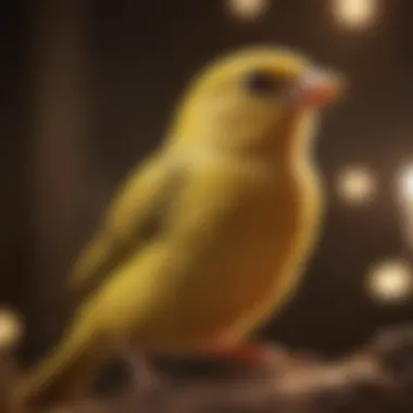 A close-up view of a canary singing