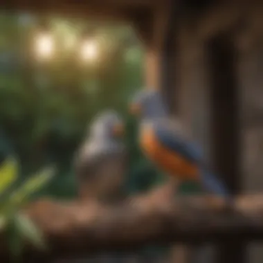 Comfort and Safety in Aviary Spaces A cozy corner of an aviary with nesting and resting areas