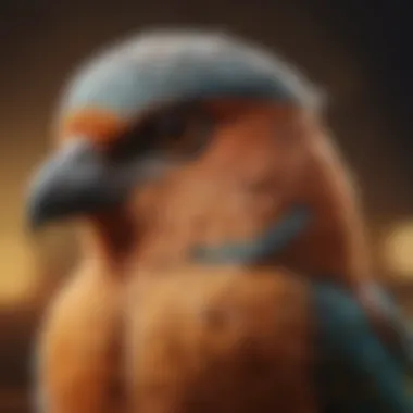 Physical Characteristics of Domestic Birds Close-up of a domestic bird showcasing its unique physical attributes and colors.