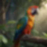 Colorful Macaw perched on a branch