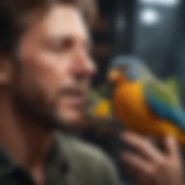 A joyful interaction between a bird and its owner