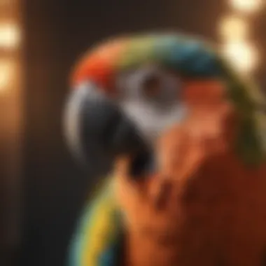 Colorful Parrot Displaying Calm Behavior A vibrant parrot perched calmly, showcasing its colorful feathers.