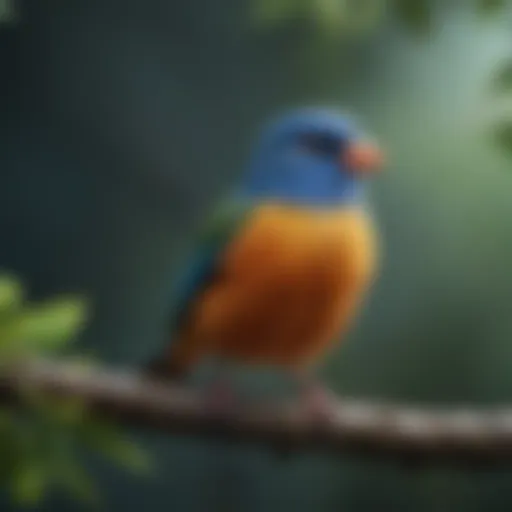 Colorful pet bird perched on a branch