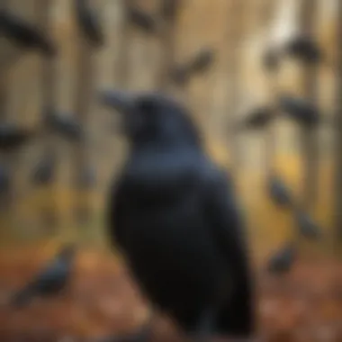 Crows exhibiting social behavior