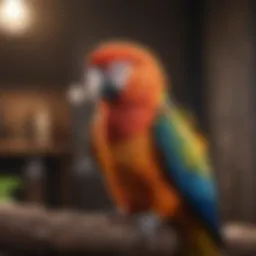 A vibrant parrot showcasing its colorful feathers.