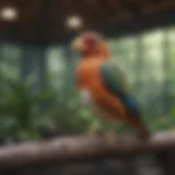 Spacious aviary showcasing diverse bird species