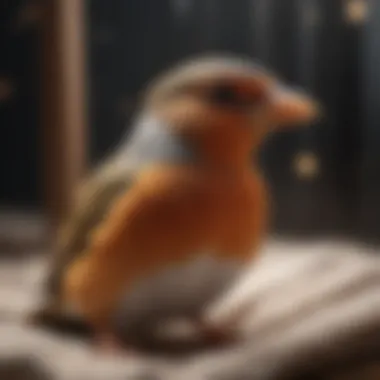 Bird Wellbeing with Comfortable Bedding Bird enjoying comfortable and safe bedding in its cage