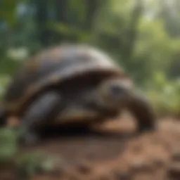 A healthy tortoise in a natural habitat