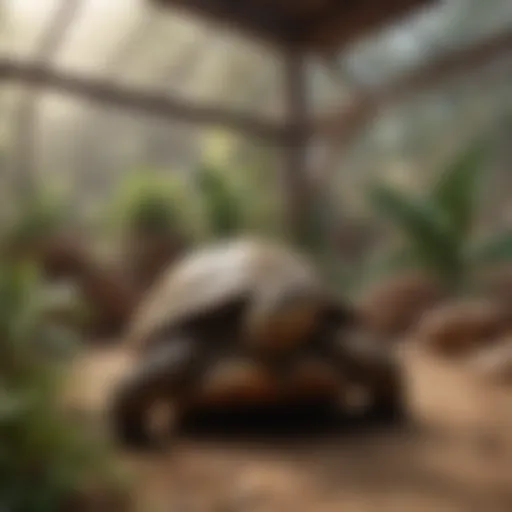 Spacious tortoise enclosure with natural elements