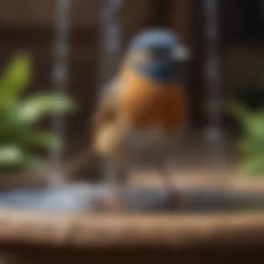 Close-up of a bird enjoying water from a fountain