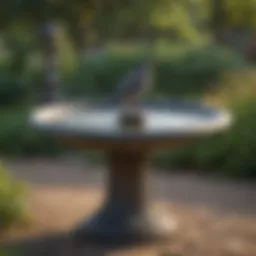 Elegant bird bath fountain in a serene garden setting