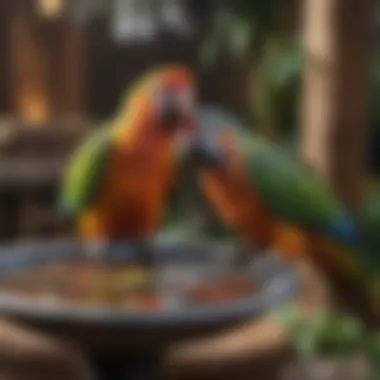 Comparative sizes of bird baths for parrots