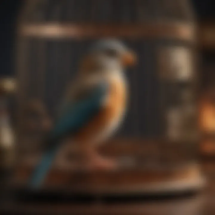 A close-up view of a high-quality bird cage, highlighting the materials and craftsmanship involved.