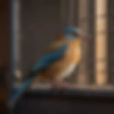 Bird Thriving with a New Cage Door A bird enjoying its newly replaced cage door