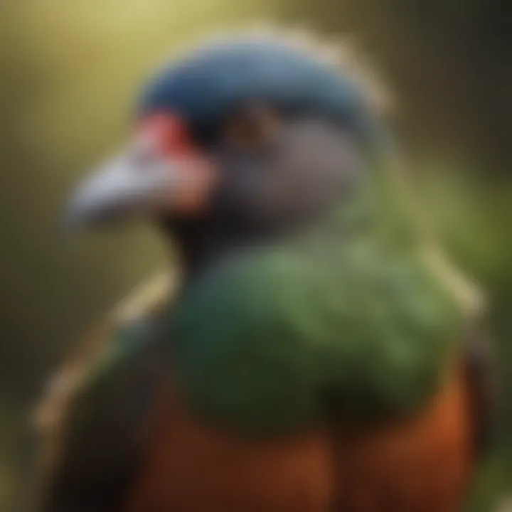 A vibrant bird preening its feathers in a natural setting