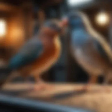 A bird owner preparing their pet for boarding with care.