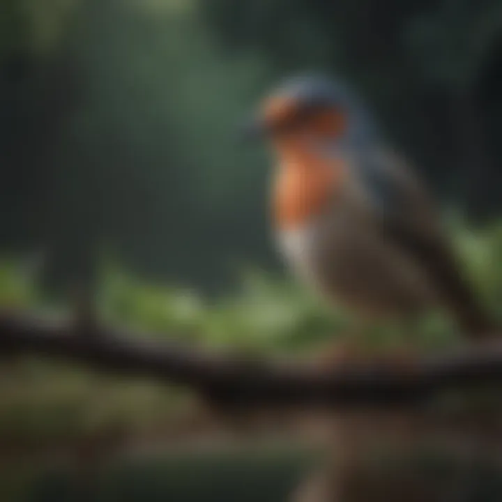 An illustrated guide showing different bird species alongside their corresponding sounds represented as waveforms.