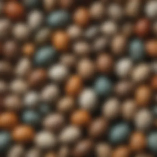 Colorful assortment of bird eggs showcasing various patterns and textures