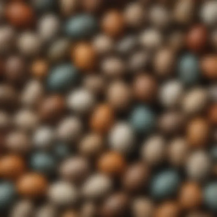 Colorful assortment of bird eggs showcasing various patterns and textures