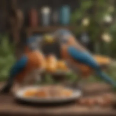 Birds Relishing Their Nutritious Meals Various bird species enjoying nutritious chop