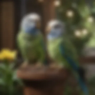 Outdoor aviary for budgies in a garden