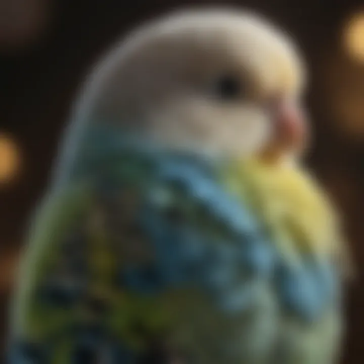 Close-up of a budgie showcasing its vibrant feathers