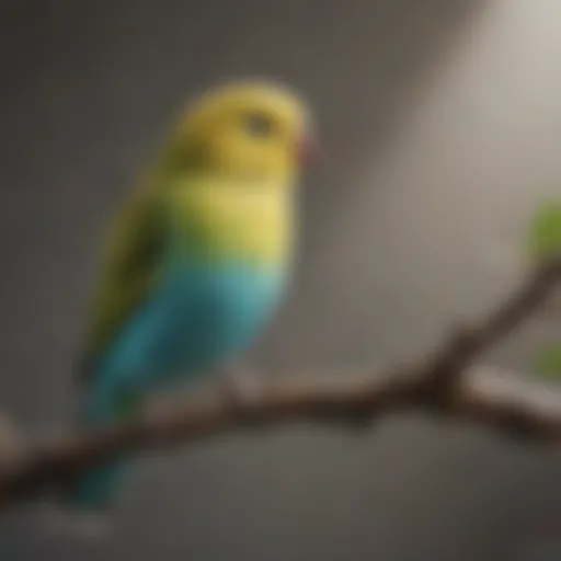 A vibrant budgerigar perched on a branch