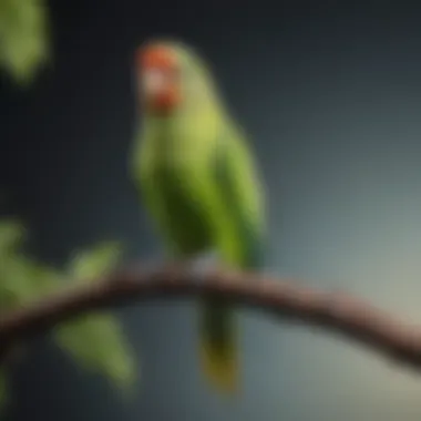 Vibrant parakeet perched on a branch