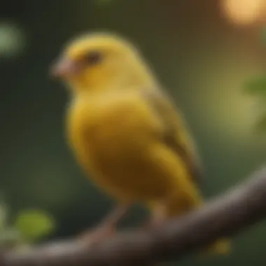 Close-up of a healthy canary perched on a branch