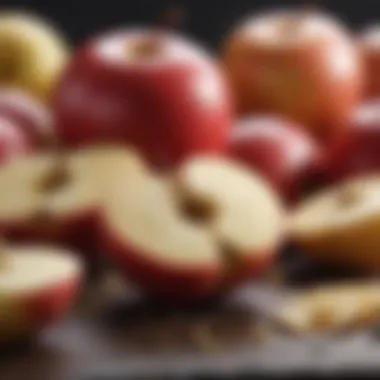 A close-up of sliced apple pieces suitable for bird consumption, showcasing their appeal.