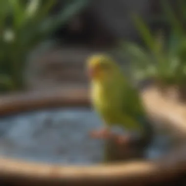 A clean bird bath filled with fresh water