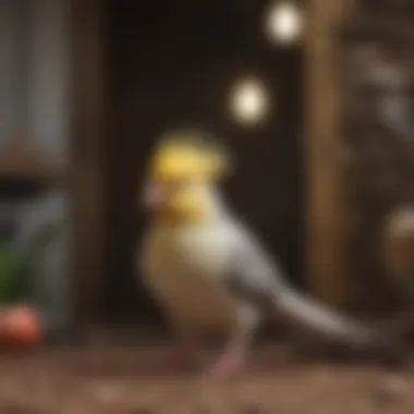 Routine maintenance of a cockatiel cage