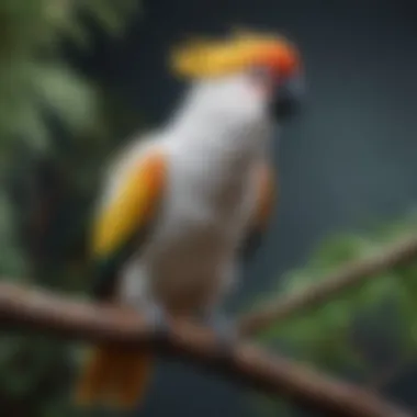 A vibrant cockatoo perched on a branch