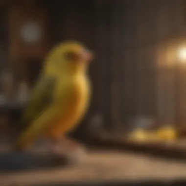 Melodious Canary in a Comfortable Environment A canary singing in a cozy cage