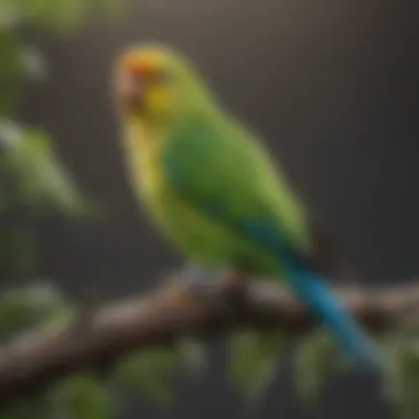 Healthy parakeet perched on a branch