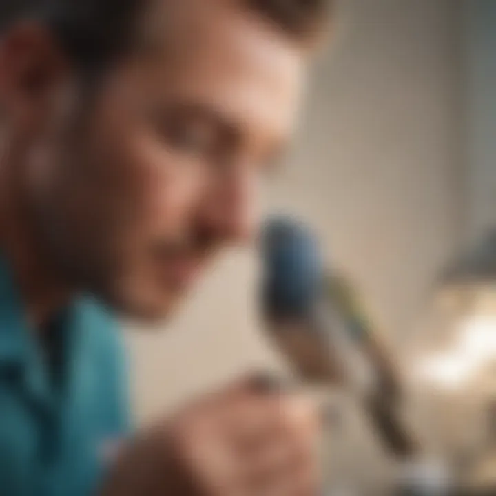 A veterinarian examining a bird to assess health issues related to feather plucking.