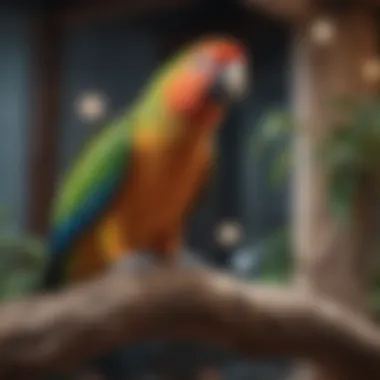 Parrot Habitat A serene environment designed for a parrot's habitat, emphasizing well-being