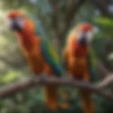 Colorful parrot perched on a branch