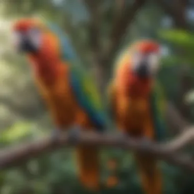 Colorful parrot perched on a branch