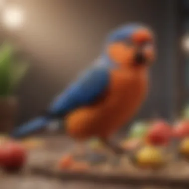 Diverse Nutrition for Pet Birds A variety of bird food options, including seeds, pellets, and fresh fruits.