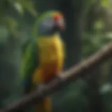 Vibrant Amazon parrot perched on a branch