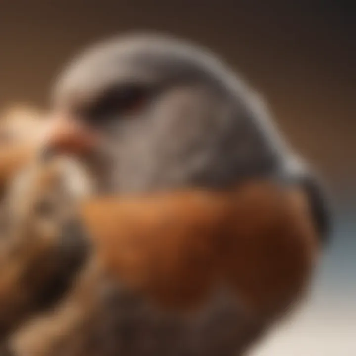 A close-up of a bird being gently examined for health monitoring